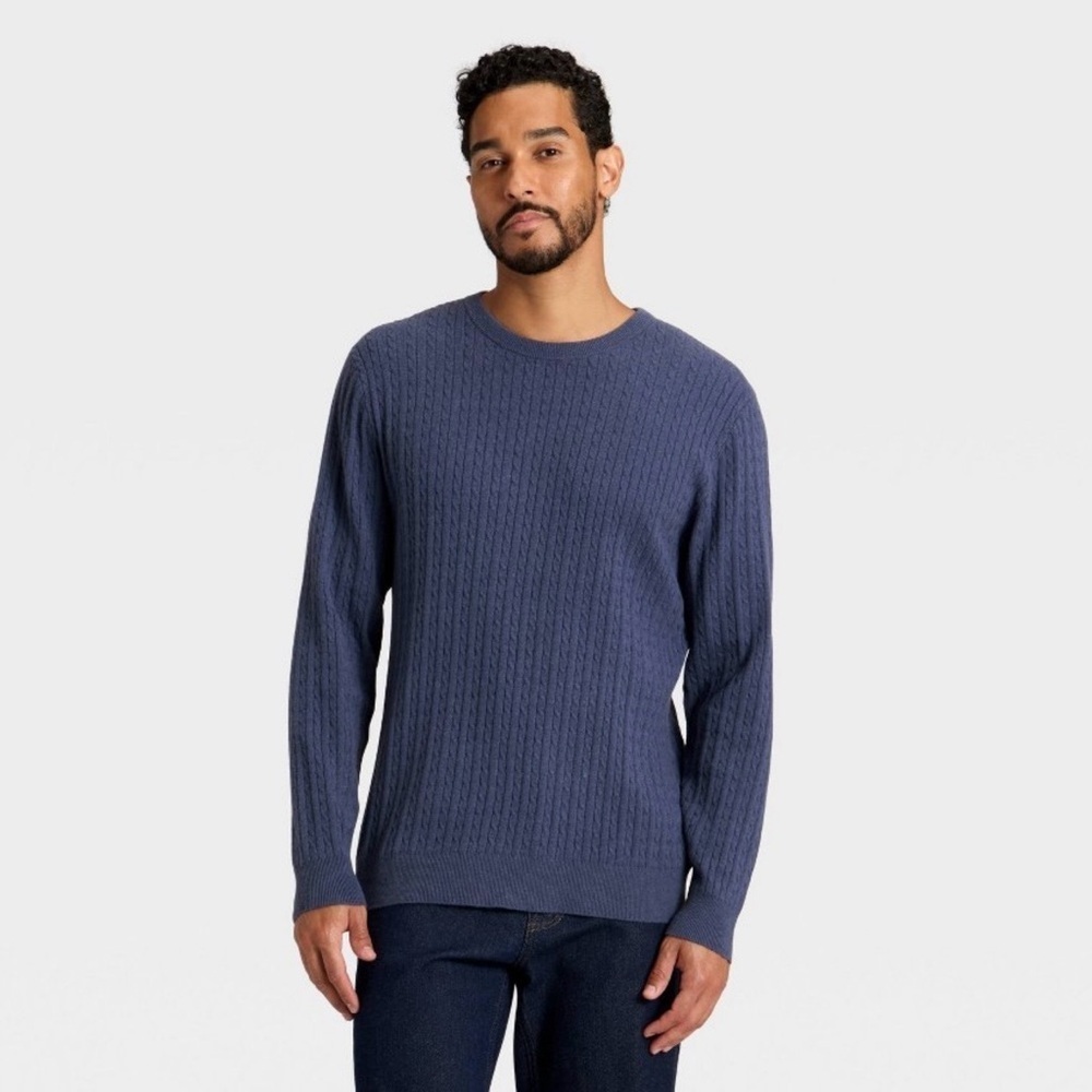 NWT Goodfellow & Co Men's Soft Knit Crewneck Sweater- Blue Size XXL